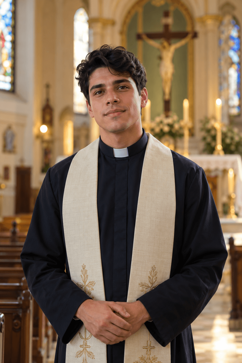 Seminarista Arthur Andrade na igreja